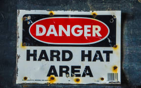 Danger hard hat area sign