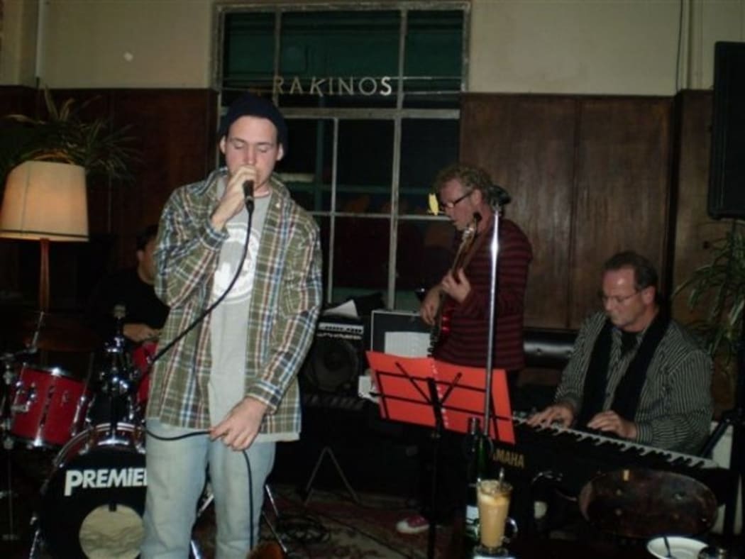 Tom Scott on the left, and Peter Scott, centre, on bass.