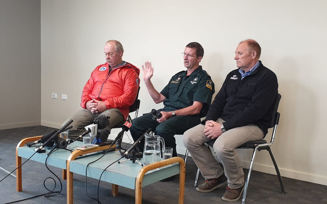 Helicopter crew members (from left) winch operator Lester Stevens, medic John Lambeth middle and pilot Andrew Hefford.