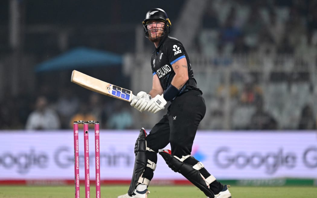 Black Caps opener Finn Allen plays a shot during their T20 Cricket World Cup semifinal against South Africa, in Kolkata on March 4, 2026. (Photo by Arun SANKAR / AFP)