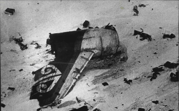 Koru on the tail of Air New Zealand Flight TE901 at the site of the Mount Erebus crash.