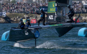 New Zealand SailGP Team helmed by Peter Burling competing in Los Angeles, 17 March 2025.