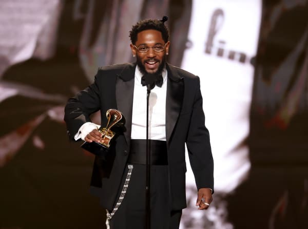 Kendrick Lamar accepts the Best Rap Album award for “GNX” onstage during the 68th GRAMMY Awards at Crypto.com Arena on February 01, 2026 in Los Angeles, California.