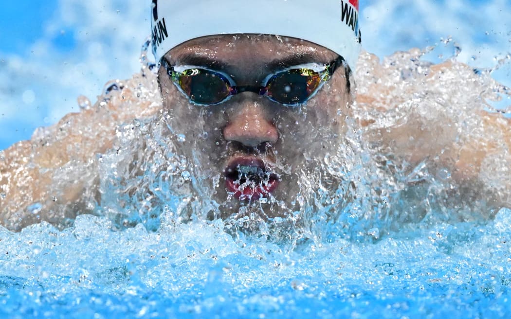 China's Wang Shun competes in the final of the men's 400m individual medley swimming event during the Hangzhou 2022 Asian Games.