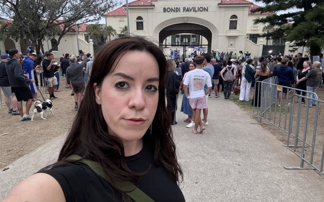 RNZ's Charlotte Cook at Bondi Beach following the terrorist attack which claimed 15 lives.
