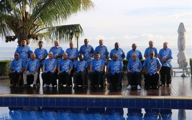 Pacific leaders pose for an official "family photo" at the 54th Pacific Islands Forum Leaders' Meeting in Honiara, Solomon Islands. 11 September 2025.