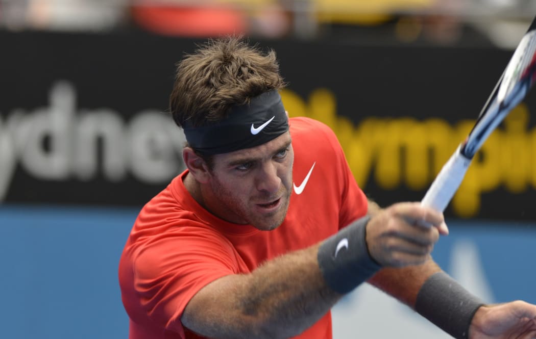 Juan Martin Del Potro in action at the Sydney tennis International.