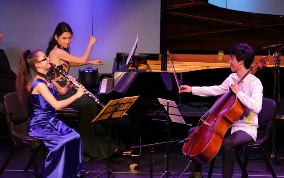 Stefenie Pickston, Hyein Kim, Noelle Dannenbring at the Wakatipu Music Festival.