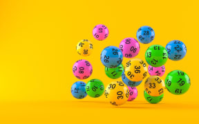 Lottery balls isolated on orange background