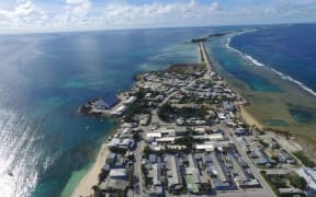 Ebeye islands looking North. Marshall Islands.