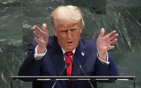 US President Donald Trump delivers remarks to the United Nations General Assembly at the UN headquarters in New York City on September 23, 2025.