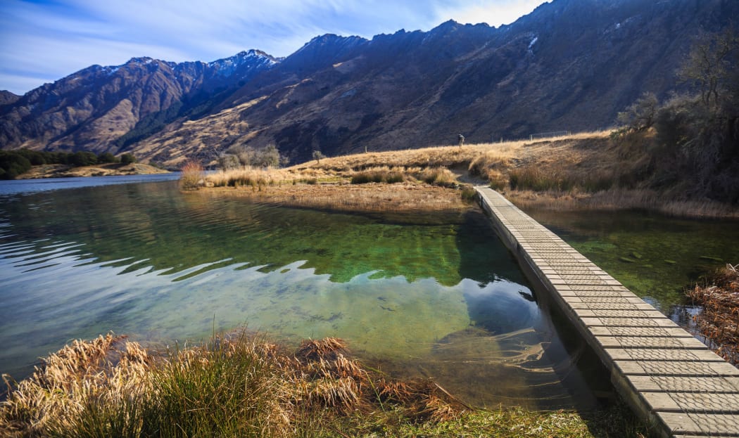 bridge at Moke Lake, Queenstown, New Zealand