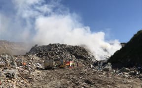 The fire service onsite at Puke Coal’s landfill fire.