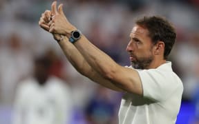 England's head coach Gareth Southgate gestures to fans after the UEFA Euro 2024 Group C football match between England and Slovenia.