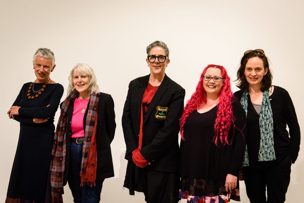 L-R Kim Hill, Anne Noble, Huhana Smith, Siouxsie Wiles, and Rebecca Priestley