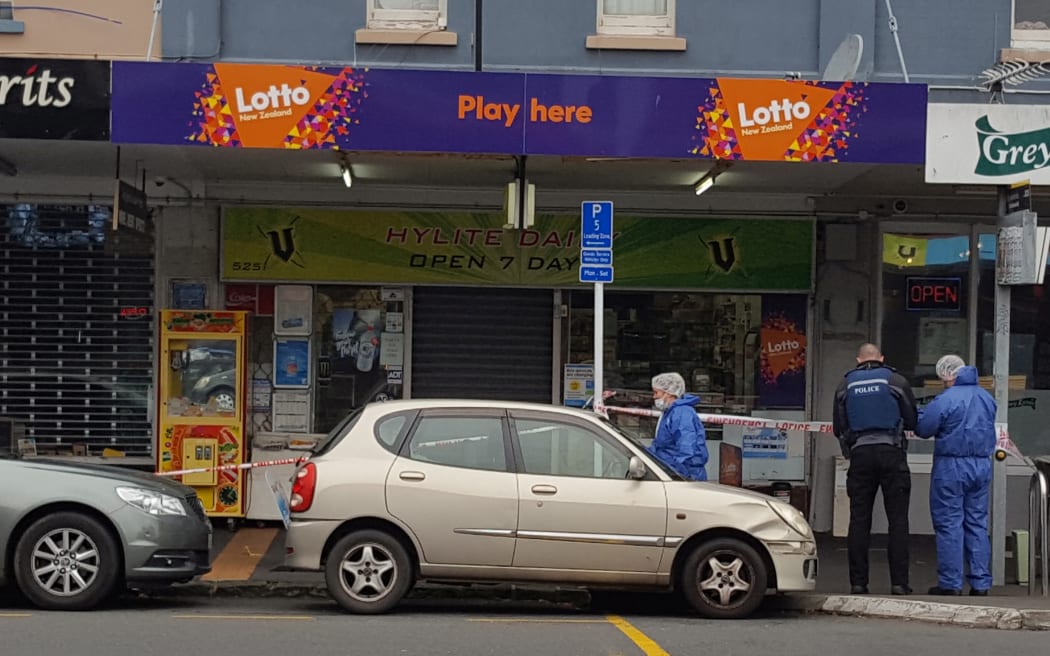 The dairy in Grey Lynn where a mother and her adult son were stabbed.