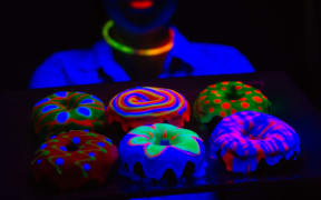 Glazed glowing donuts, also known as Glow-nuts from Gelissimo