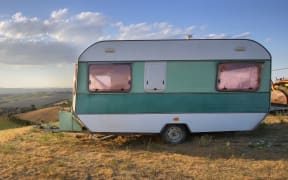 Vintage caravan in a rural area