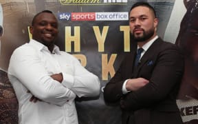 Joseph Parker, right, and Dillian Whyte ahead of their heavyweight clash in London.