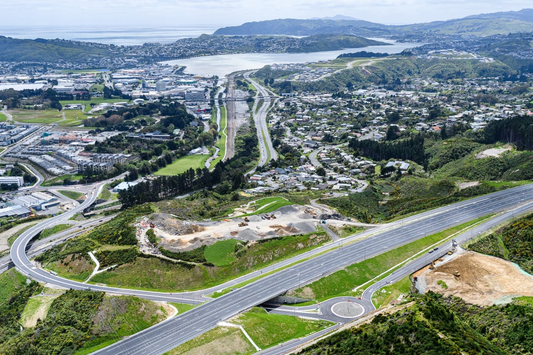 Porirua with Transmission Gully in the foreground.