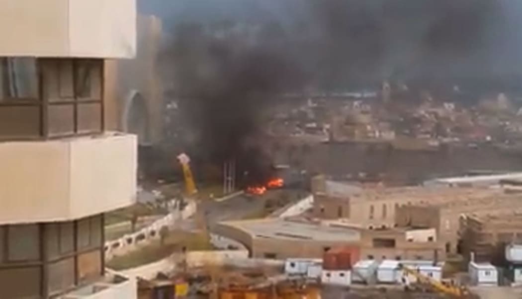 Corinthia Hotel in Tripoli after gunmen stormed the luxury hotel in the Libyan capital, January 27, 2015.