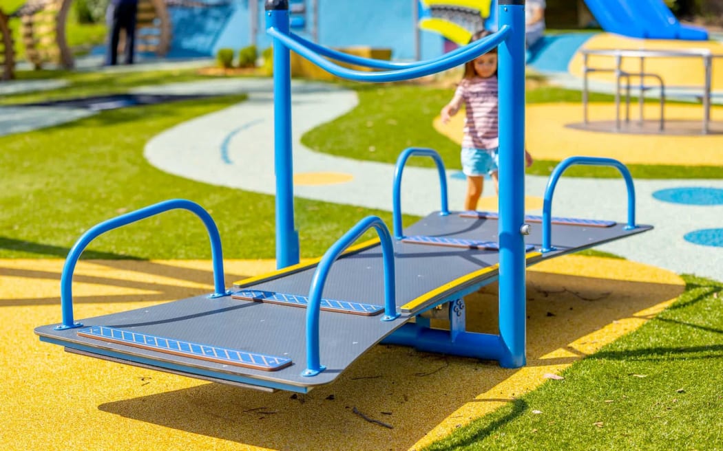 New Zealand's first wheelchair accessible seesaw, at Lorna Irena Playground in Raumati South.