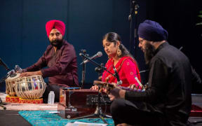 Manjit Singh (right) performs at the Ministry of Ethnic Communities’ Cultural Korero. Photo: Supplied