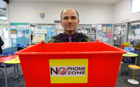 East Otago High School Deputy Principal Keith Fleury. Even teachers phones go in the box