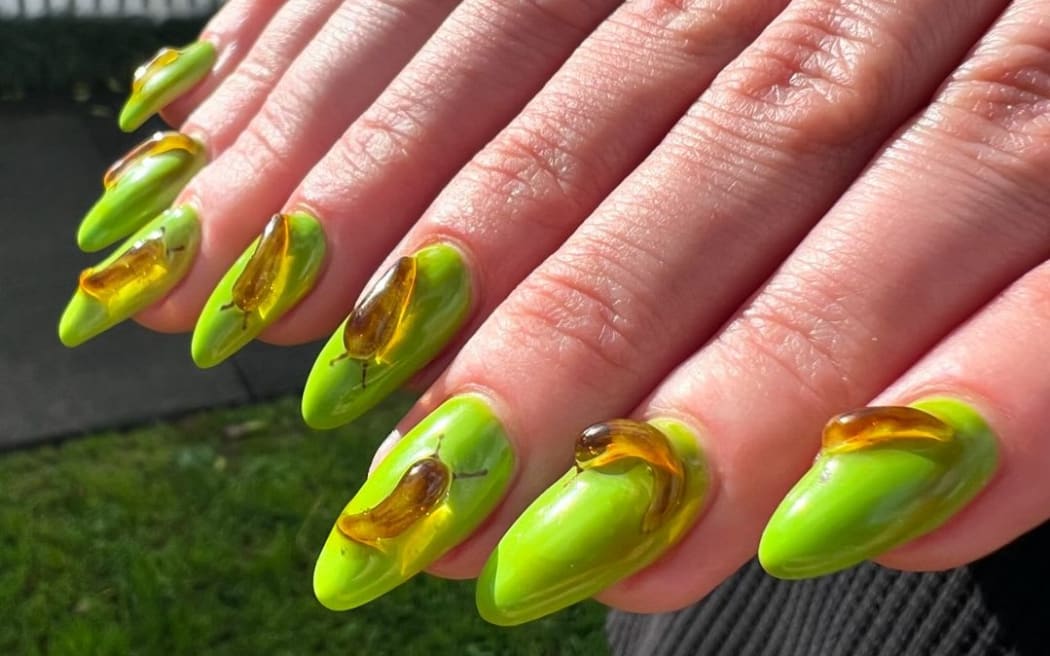 A slug manicure by Auckland nail artist Tanya Barlow