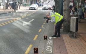 The scene on Manners Street where a pedestrian was hit by a bus.