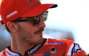 Francesco " Pecco" Bagnaia of Italy on the Italian Ducati Moto GP bike.