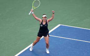 NEW YORK, NEW YORK - AUGUST 31: Barbora Krejcikova of Czechia celebrates match point against Taylor Townsend of the United States during the Women's Singles Fourth Round match on Day Eight of the 2025 US Open at USTA Billie Jean King National Tennis Center on August 31, 2025 in the Flushing neighborhood of the Queens borough of New York City.   Ishika Samant/Getty Images/AFP (Photo by Ishika Samant / GETTY IMAGES NORTH AMERICA / Getty Images via AFP)