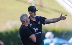 Auckland FC’s coach Steve Corica and Assistant coach Danny Hay.