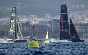 October 16, 2024. Louis Vuitton 37th America's Cup, Race Day 3, Race 6. EMIRATES TEAM NEW ZEALAND, INEOS BRITANNIA