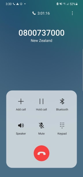Air NZ call centre waiting time.