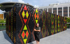 Lisa Reihana with Glisten at National Gallery of Singapore
