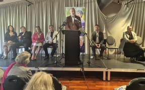Auckland's mayoral candidates speak at an event in Northcote.