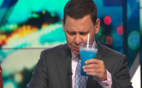 Patrick Gower on The Project slams a slushy for laughs.