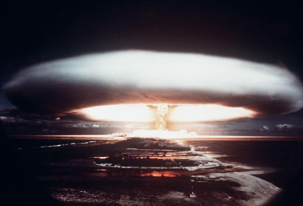Picture taken in 1971, showing a nuclear explosion in Mururoa atoll. AFP PHOTO (Photo by AFP)