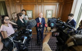 Prime Minister Christopher Luxon speaks to media in Japan on 19 June 2024.