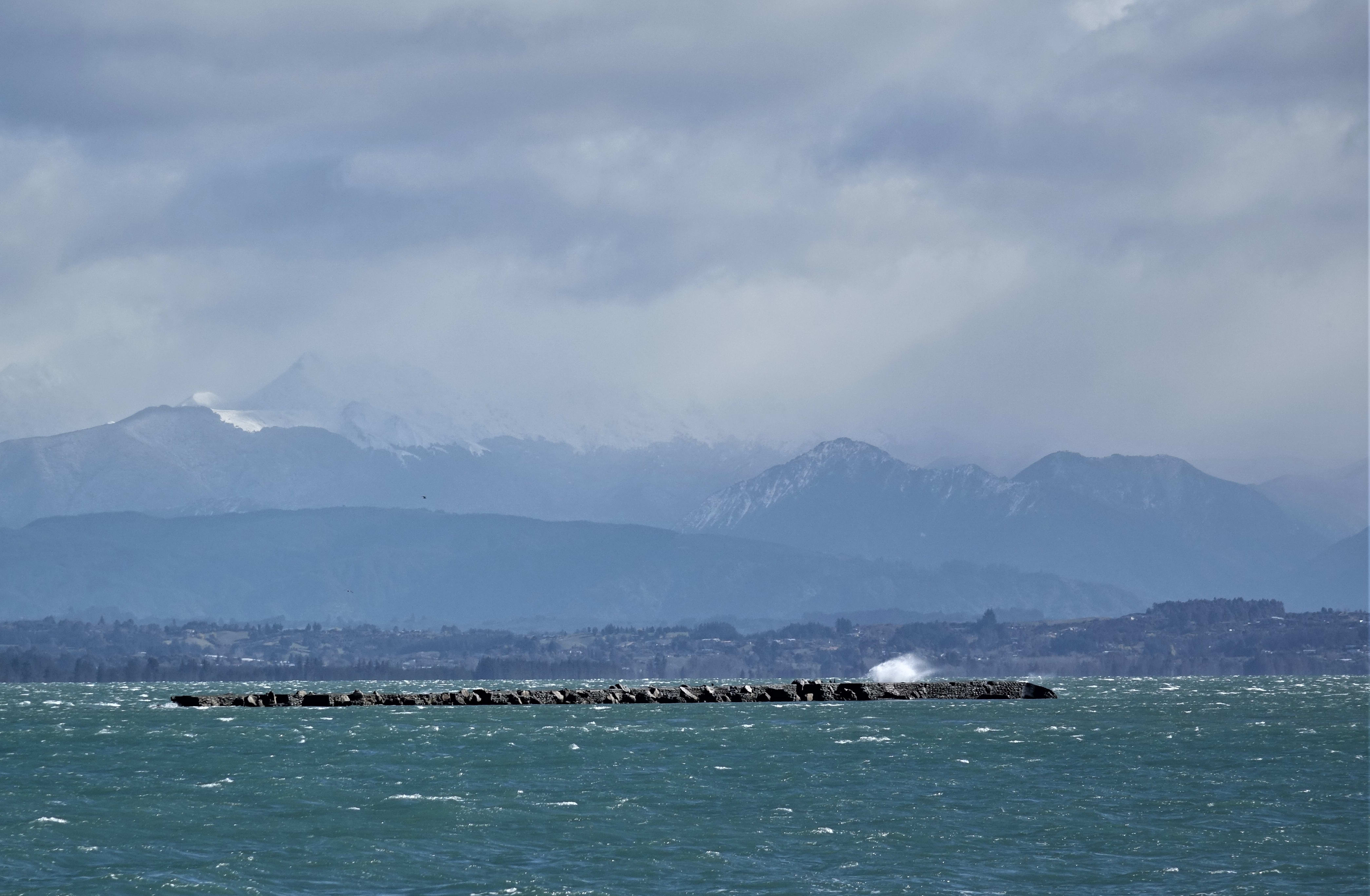 Western ranges and Takaka Hill across Tasman Bay.