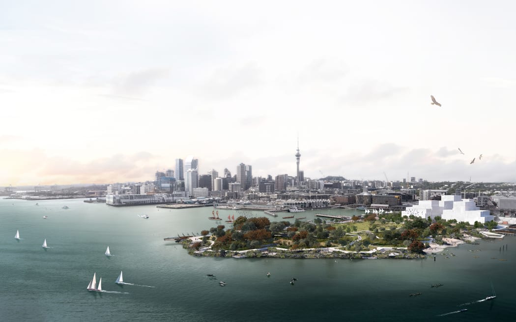 Concept art of the proposed new public headland at Wynyard Quarter.