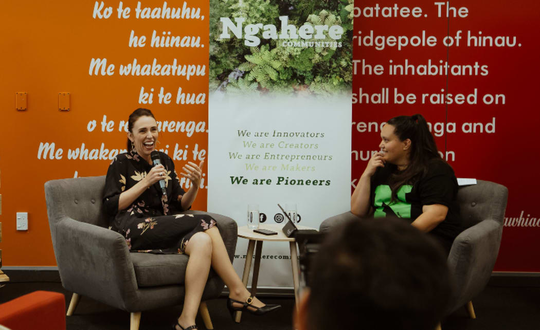 PM Jacinda Ardern and Manawawharepu Udy, CEO of Ngahere Communities