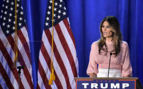 Melania Trump, the wife of Republican presidential nominee Donald Trump, speaks during a rally for her husband on November 3, 2016 in Pennsylvania.