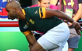 South Africa's JP Pietersen scores a classic wingers try in the corner against Samoa.