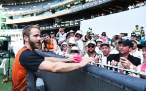 Kane Williamson thanks Black Caps fans at the MCG.