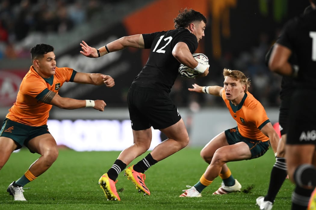 David Havili.  New Zealand All Blacks v Australia Wallabies. Bledisloe Cup rugby union test match. Eden Park, Auckand, New Zealand. Saturday 7 August 2021