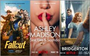 Image of movie posters: Fallout, Ashley Madison, Bridgerton