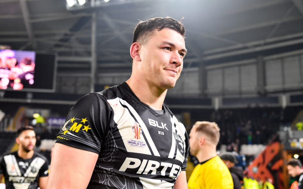 Joseph Manu of New Zealand after the match against Fiji, 2022 World Cup