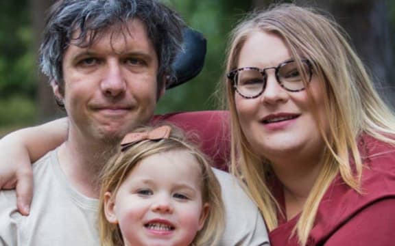 Invercargill man Michael Cockroft, who has motor neurone disease, with his wife Lara and their daughter Charlie-Louise